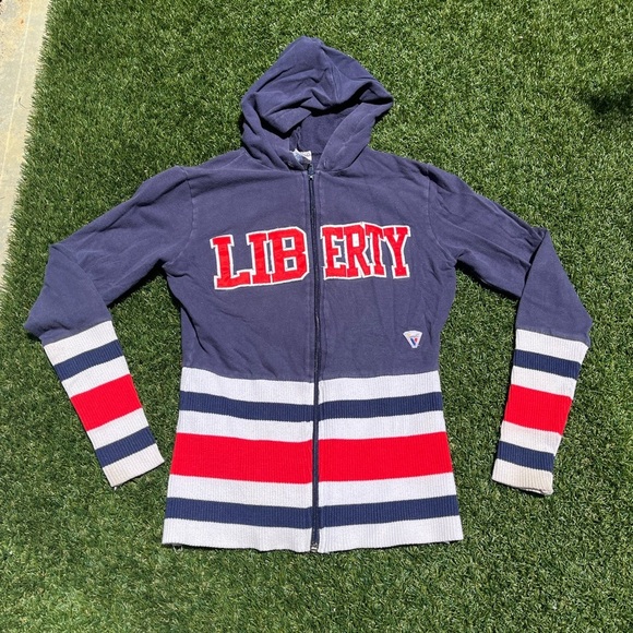 VTG 80’s Women’s Liberty Navy Blue Hoodie - Picture 1 of 5